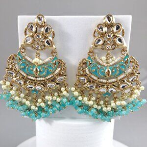 Turquoise Enamel Beaded Earrings